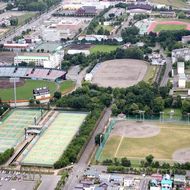 空から見た花咲スポーツ公園（2013年６月）